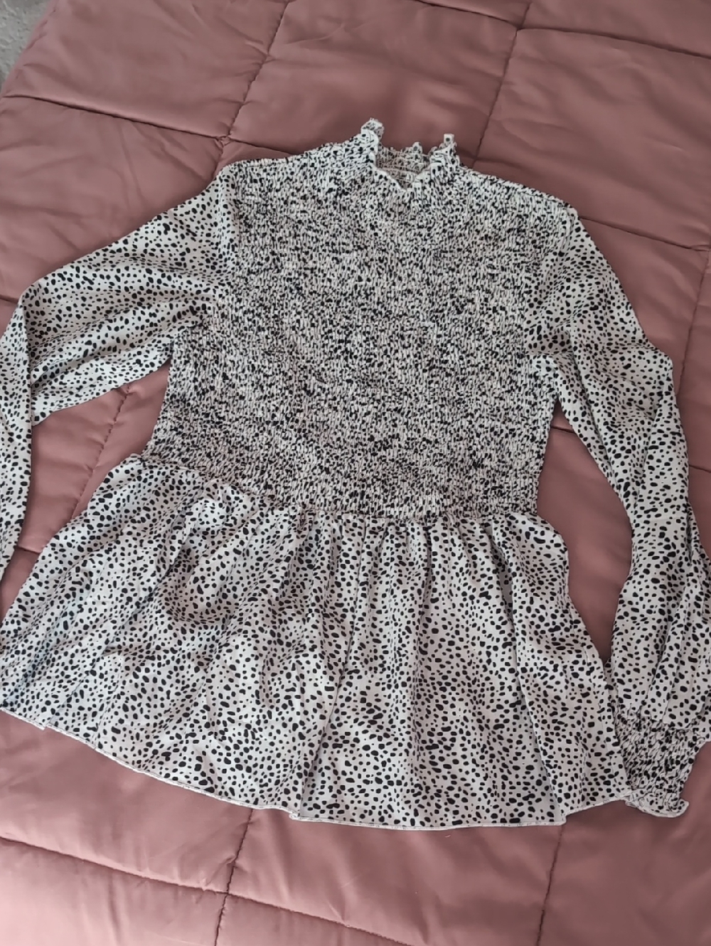 SHEIN Large White Blouse with Black Spot Print